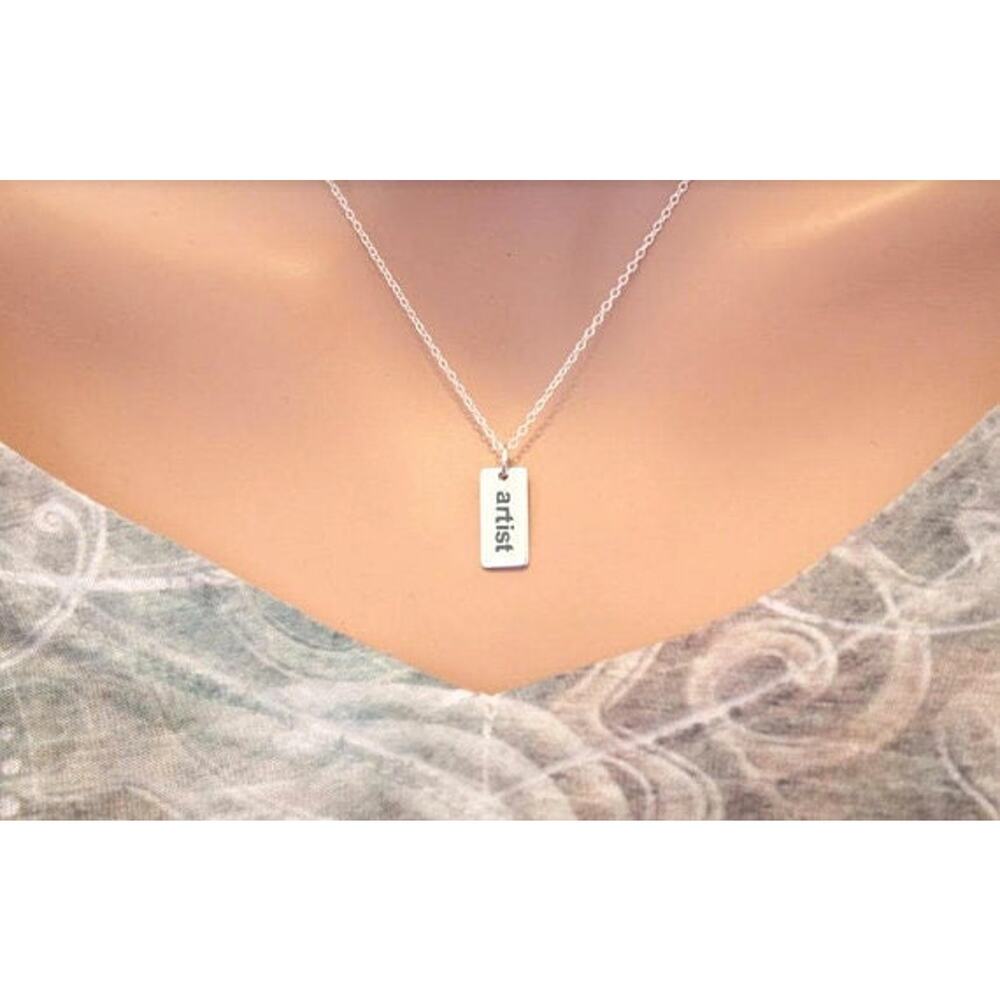 Sterling Silver Artist Word Charm Necklace